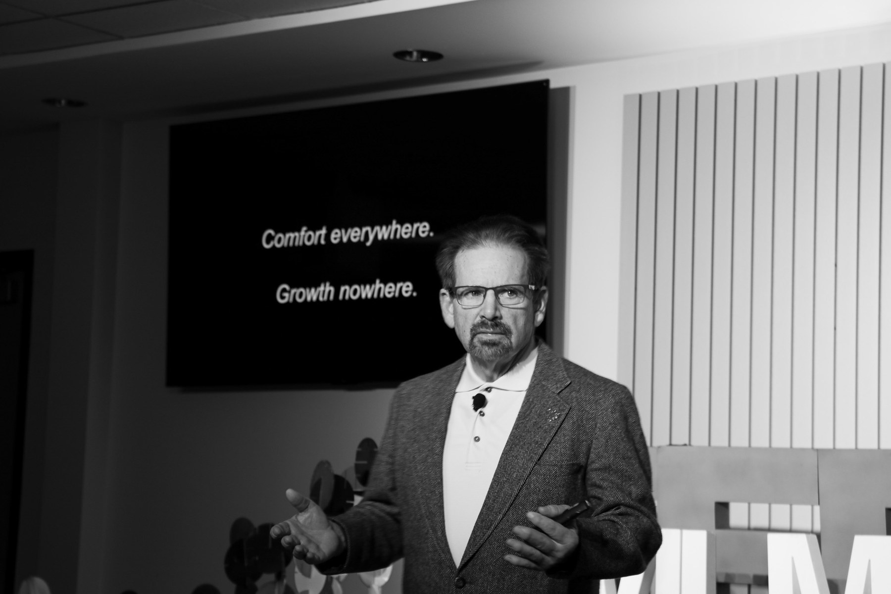 TEDx speaker photo, black and white